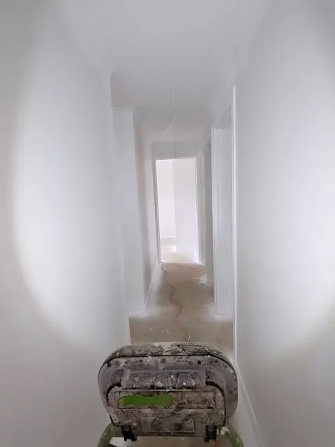 Freshly painted white hallway
